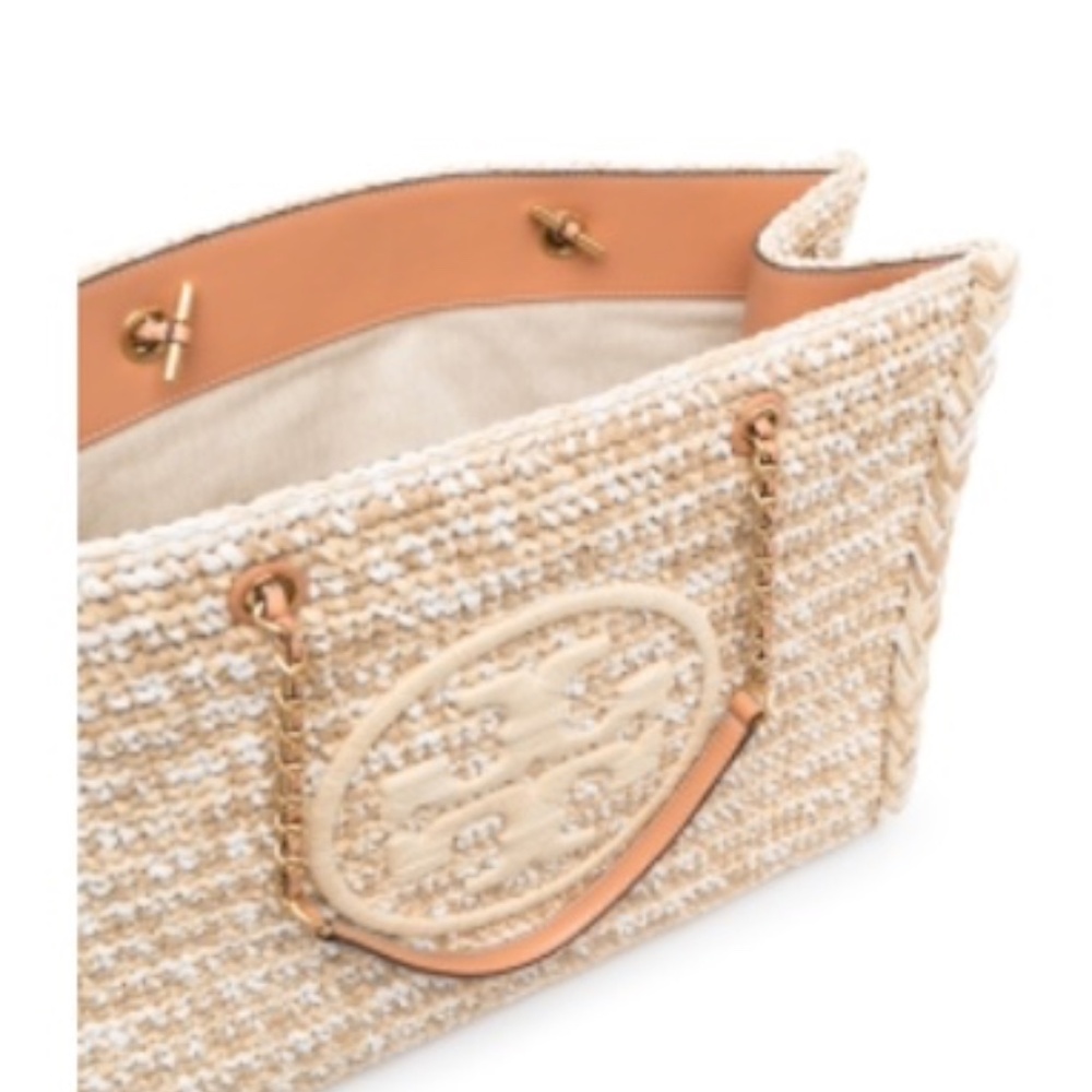 Large Tory Burch Ella Raffia Straw Tote Bag - Picture 2 of 13